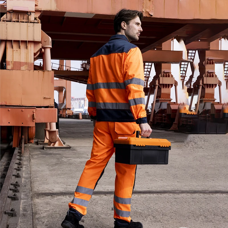 Reflective Suit Labor with Reflector Hi Vis Jacket and Pants Set Reflective Men Workshop Clothes Safety Clothing Workwear