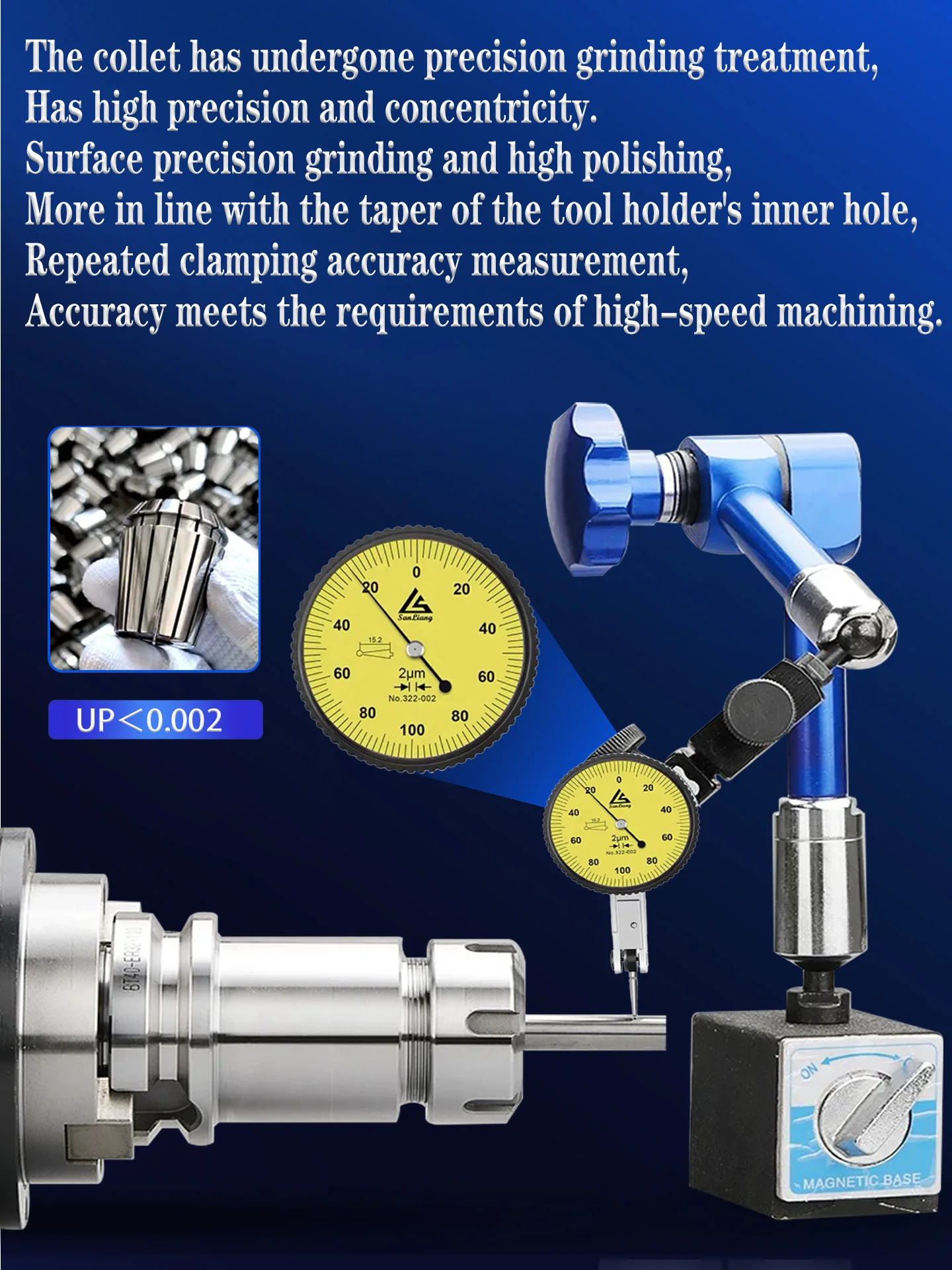 BYGD BT30 BT40 BT50 Hochpräzise 0,002mm Edelstahl ER11 ER16 ER20 ER25 ER32 Spannzangenfutter ER Werkzeughalter ER Verlängerungsstange – Detail 9