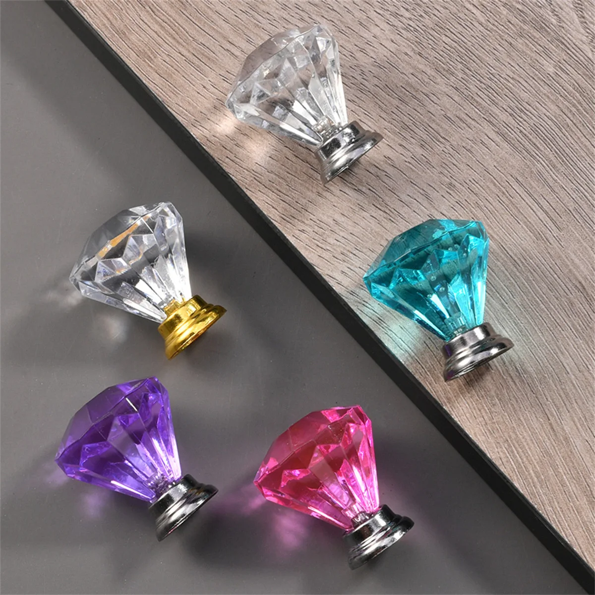 Crystal Diamond Handle European Light Luxury High-end Wardrobe Cabinet Door Handle Shoe Cabinet Wine Cabinet Drawer Round Knobs