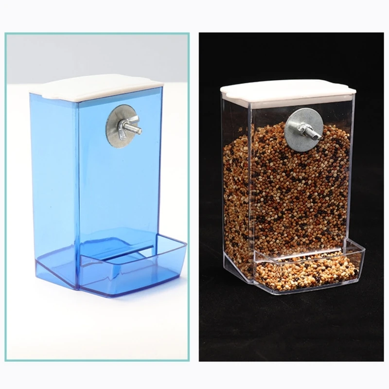 Parrots Clear Feeder Feeding Box Anti-spill Bird Hangable Screw Container Dropship