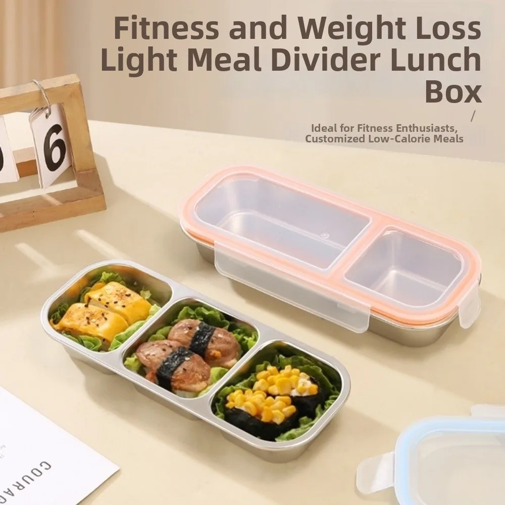 Lonchera Hermética de Acero Inoxidable con 2/3 Compartimentos, Bandeja Reutilizable para Condimentos, Sellada, Capacidad de 600/700 ml, Caja para Alimentos Frescos y Frutas