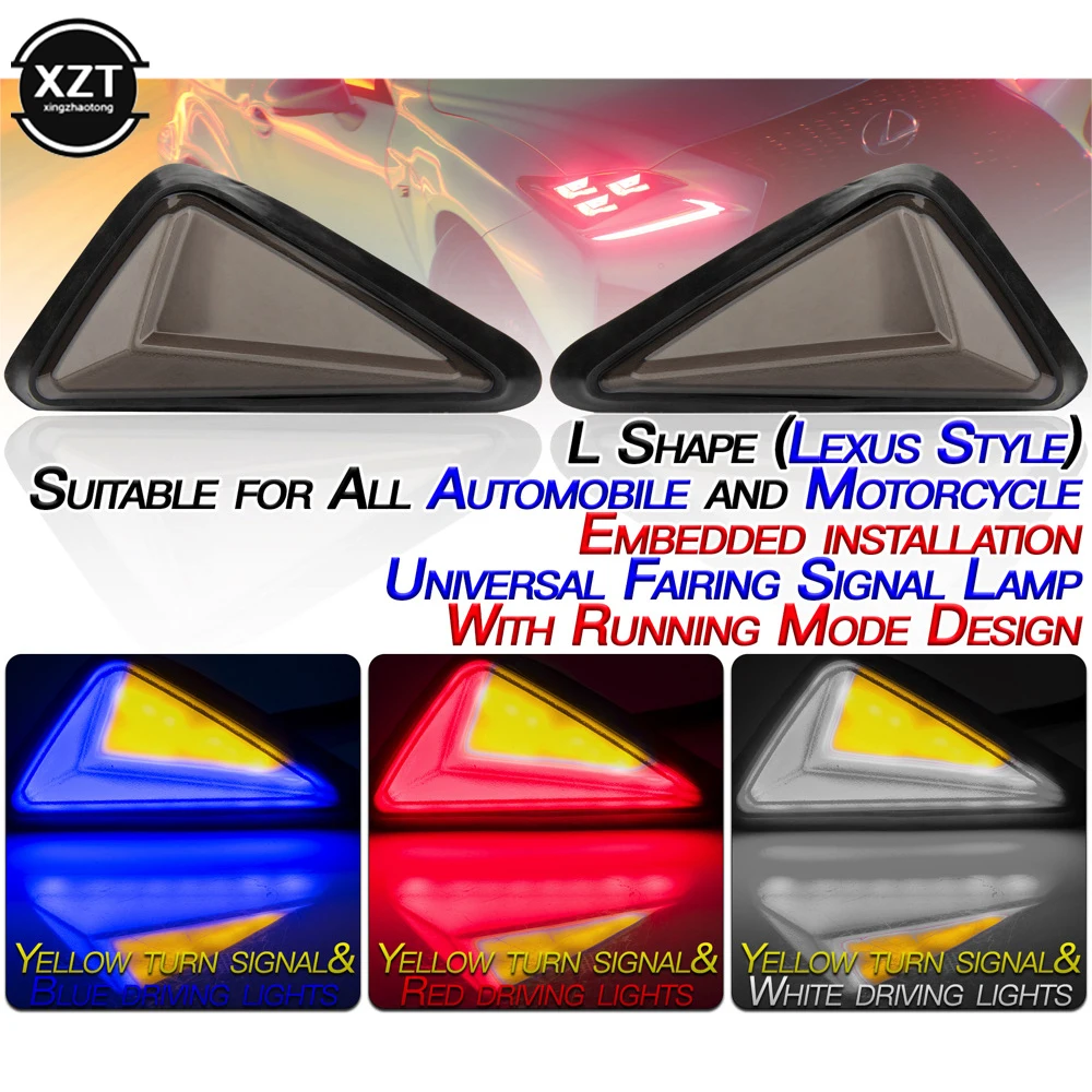 1 Pair L-shape Motorcycle Flush Mount Triangle Turn Signal Light LED Indicator Lamp DRL Blinker Waterproof Led Flashing Lights