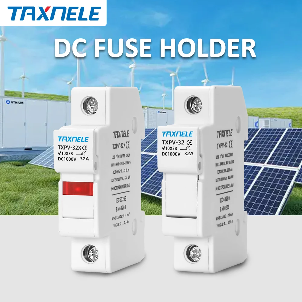 1P DC Fuse Holders Solar PV 10*38mm 1000V Photovoltaic System Protection Short Circuit Protector GPV