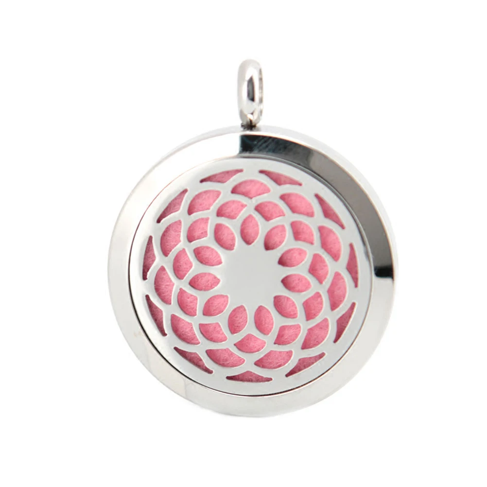 

Aromatherapy Necklace Stainless Steel Diffuser Locket Pendant Round Mixed Color Stylish Elegant Hollow Design Aromatic Slices
