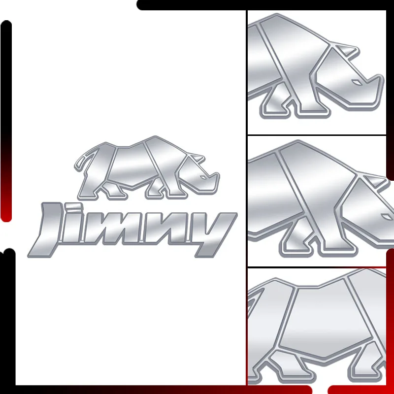 For Jimny Rhino Rhinoceros Grille Badge Car Body Emblem 3D Metal Tail Sticker JB43 JB23 JB64 JB74 JA11 JB31 JB33