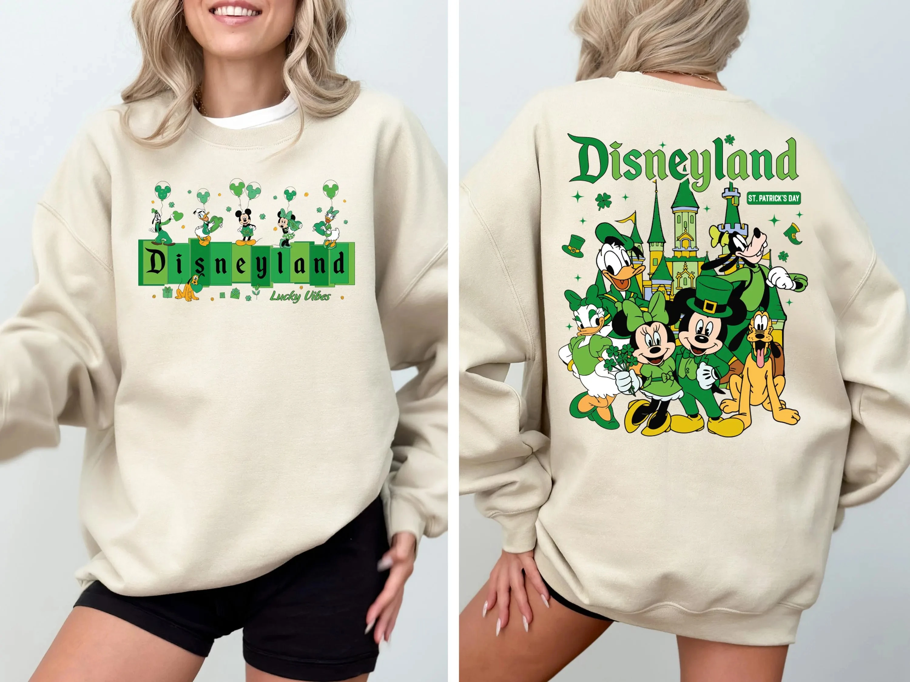 

Толстовка с капюшоном Disneyyland на день Святого Патрика, футболка с изображением Микки и друзей, толстовка «Счастливая атмосфера» «Волшебное королевство» на День Святого Патрика