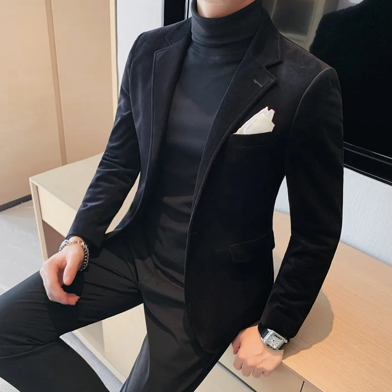 Luxury Velvet Blazers Men Casual Business Dress Coat Office Social Blazer Masculino Wedding Groom Dress Coat Costume Homme 2022