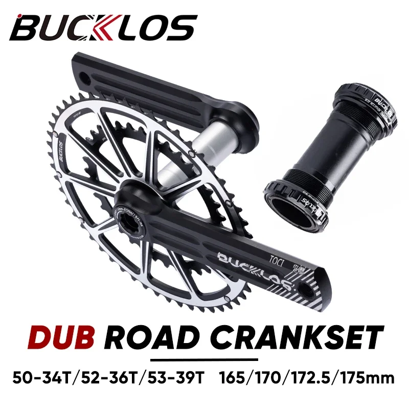 

BUCKLOS Road Bike DUB Crankset 50-34T 52-36T 53-39T Aluminum DUB Chainring 165mm 170mm 175mm Gravel Bike Crank Set Cycling Parts