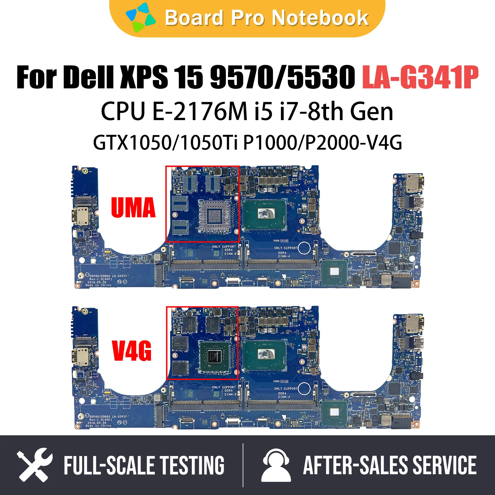 

LA-G341P Mainboard For DELL Precision 5530 9570 Laptop Motherboard 0VDJMX E-2176M i5 i7 CPU GTX1050-1050Ti P1000-P2000 V4G