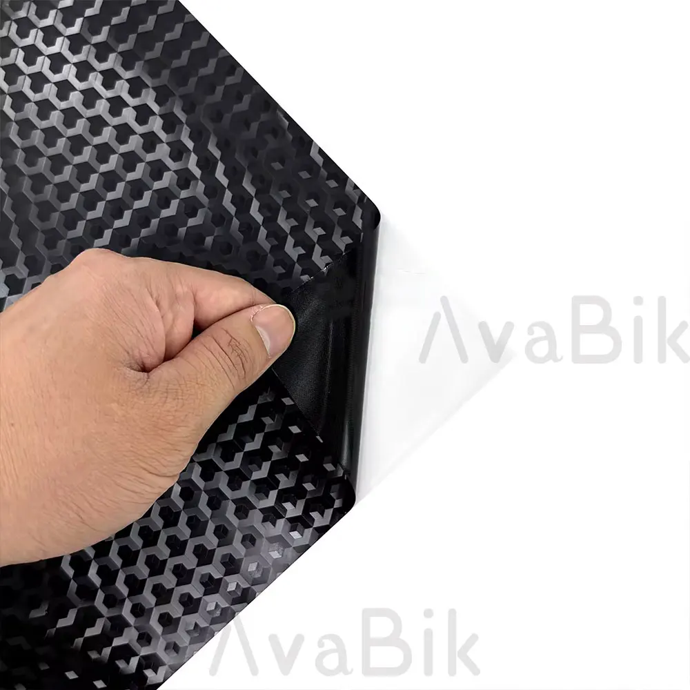 Car Stickers Black PET Car Interior Center Pillar Film Hexagonal Rear Mirror Carbon Fiber Film Forged Carbon Fiber Wrap for Car