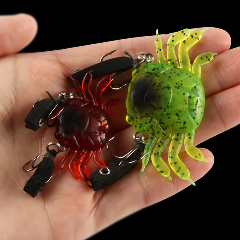 Krabbenköder 4,5 cm 6,5 cm Vierfarbiger Köderköder mit Haken 3D-Krabben-Meeresangeln Simulierter Köder Meeresangelgerät