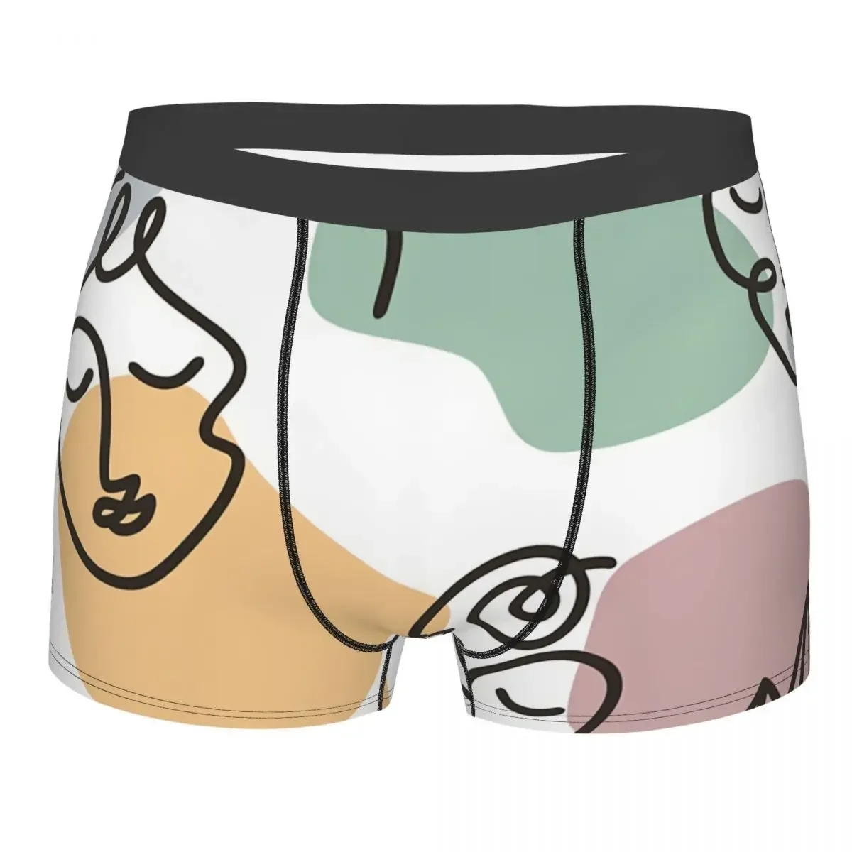 Line Art Abstract Faces With Color Underpants Cotton Panties Male Underwear Sexy Shorts Boxer Briefs