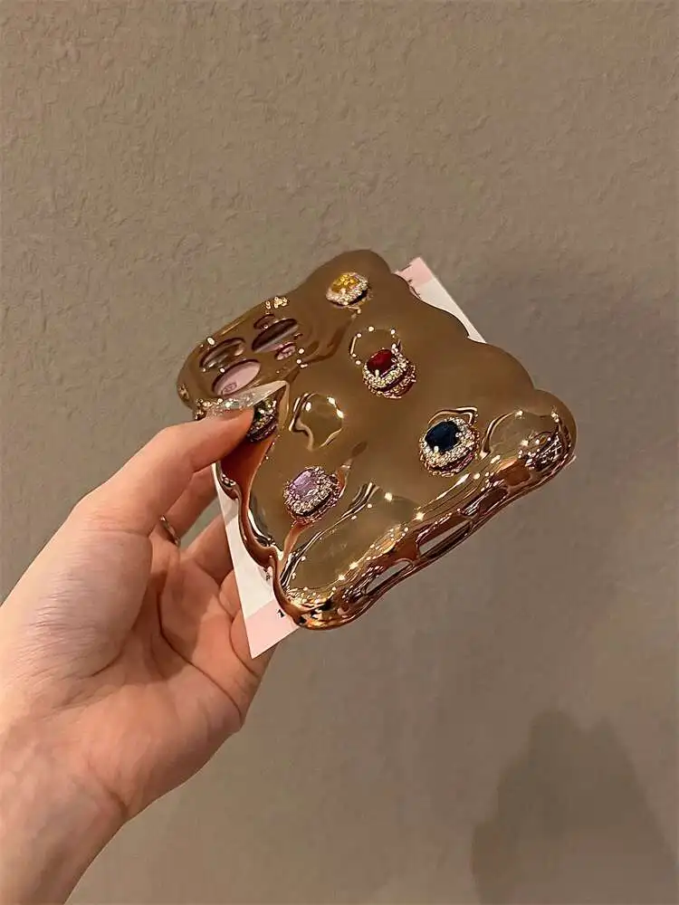 جراب هاتف فاخر بنمط منقوش من الجلد لهاتف أيفون ، غطاء بلون واحد ، حرف ذهبي ، موضة المد والجزر ، أيفون 15 ، أيفون 14 ، أيفون 13 ، أيفون 12 برو ماكس ، ساخن