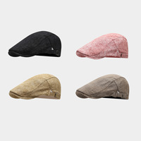 Breathable Cotton Linen Forward Hat Men Spring New Fashionable Tie Dye Beret Women Retro Outdoor Sunscreen Duck Tongue Hat