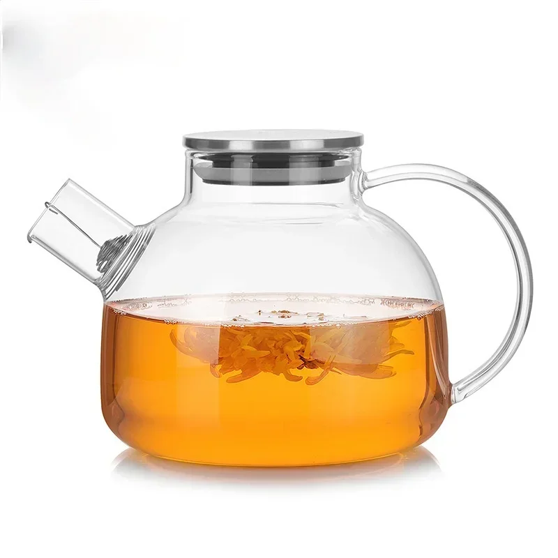 

1000ml/1800ml Glass Teapots Heat Resistant Kettle Cold Water Jug with Stainless Steel Lid Kung Fu Tea Set Clear Juice Container