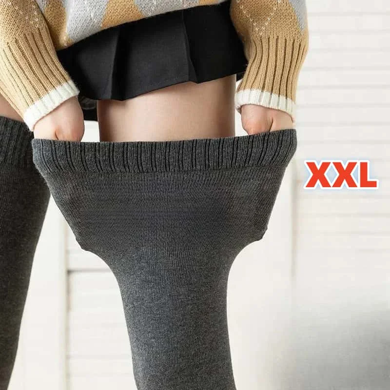 FREEAUCE Duże, plus size, dziewczęce podkolanówki w paski, czarne pończochy damskie za kolano, długie skarpety, ocieplacze na nogi 5XL dla kobiet o dużych rozmiarach — zdjęcie 7