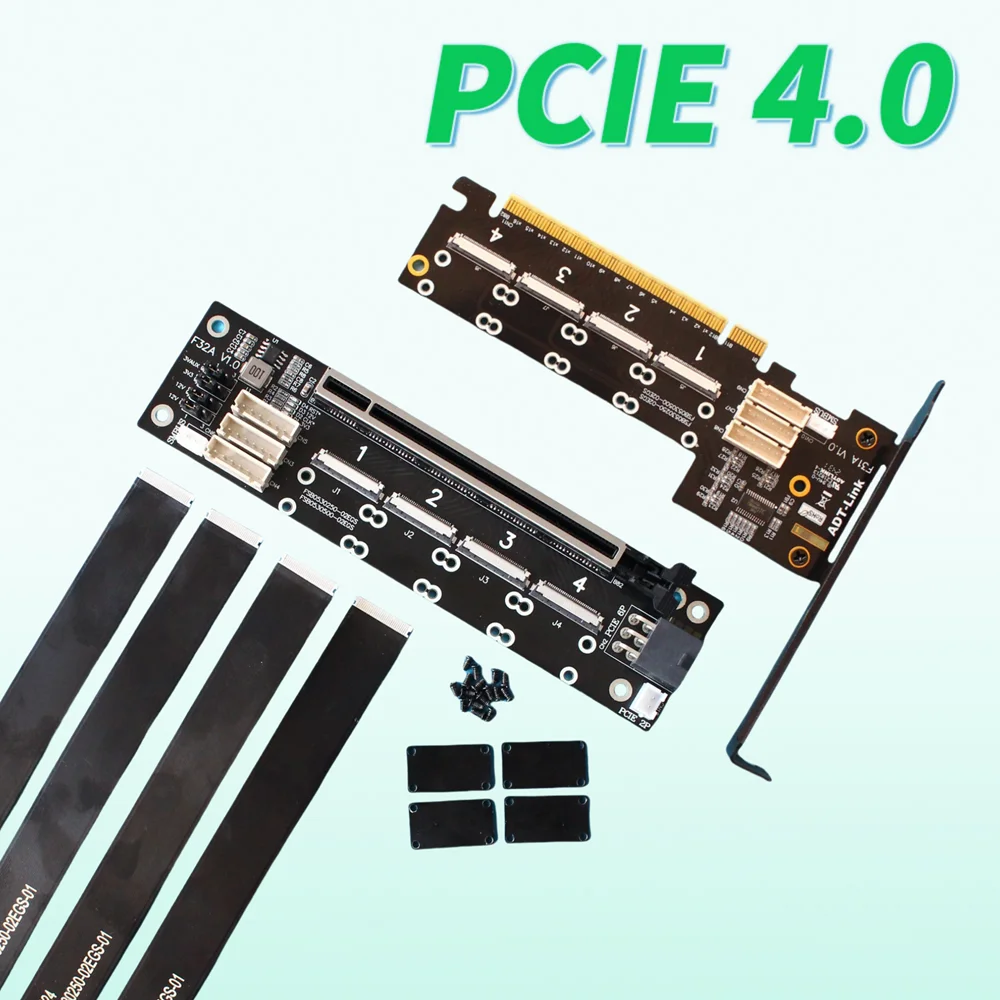 

Аксессуары ADT F31A F32A, удлинительный кабель для видеокарты Riser PCIe 4.0 X16 FFC, поддержка One Tow Four, разделенная карта адаптера X4x8
