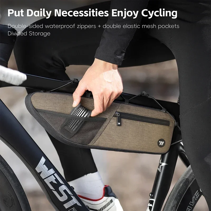 

Велосипедная сумка WEST BIKING, сумка для велосипедных инструментов, 1,6 л, большая вместимость, портативная верхняя трубка для горного велосипеда, под сумкой для хранения на открытом воздухе