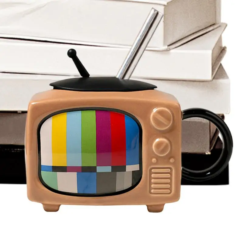 1PC 450ml MINI Retro แก้วโฟกัสเซรามิคบุคลิกภาพความคิดสร้างสรรค์ MINI Retro ถ้วยทีวีขนาดเล็กแก้วเซรามิคแฟชั่นน่ารัก fun Office