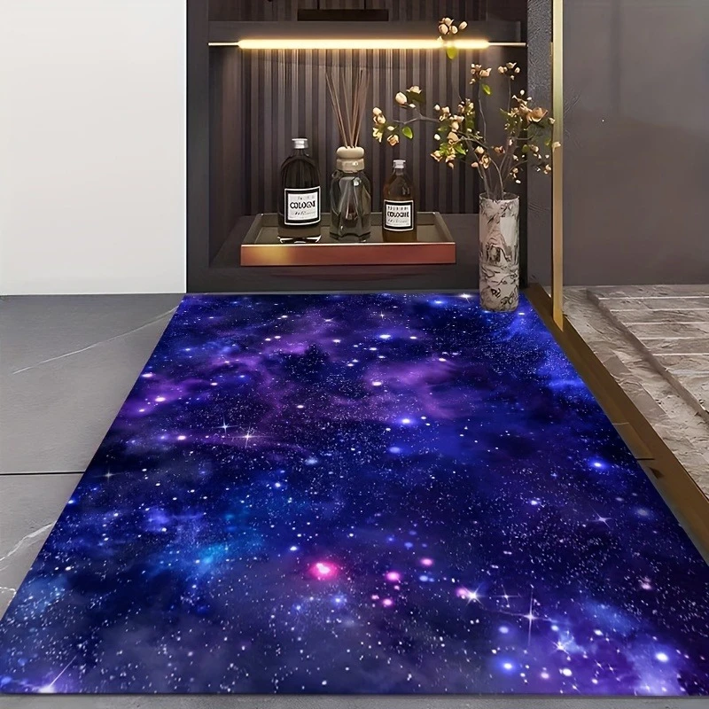 Purple Cosmic Nebula Carpet for Man Cave Living Room Bedroom Non Slip Large Area Rug Starry Night Floor Mat Fashion Home Decor