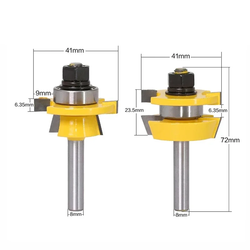 2pcs 8mm Stile & Rail Set-Ogee Router Bit Set Tenon Woodworking Milling Cutter Tungsten Carbide Cutters for Wood