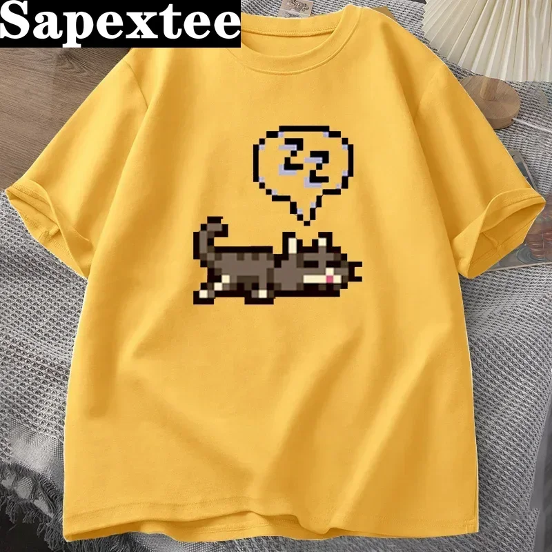 

Stardew Valley Sleeping Cat Sploot Графические футболки женские повседневные забавные футболки с короткими рукавами унисекс хлопковые футболки женская одежда