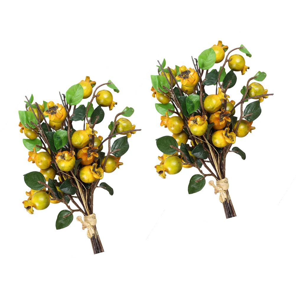 

2pcs Simulation Pomegranate Bouquet Artificial Rosehip Decor Fake Flower Bunch Home Wedding Party Decoration Craft Stage Kitchen