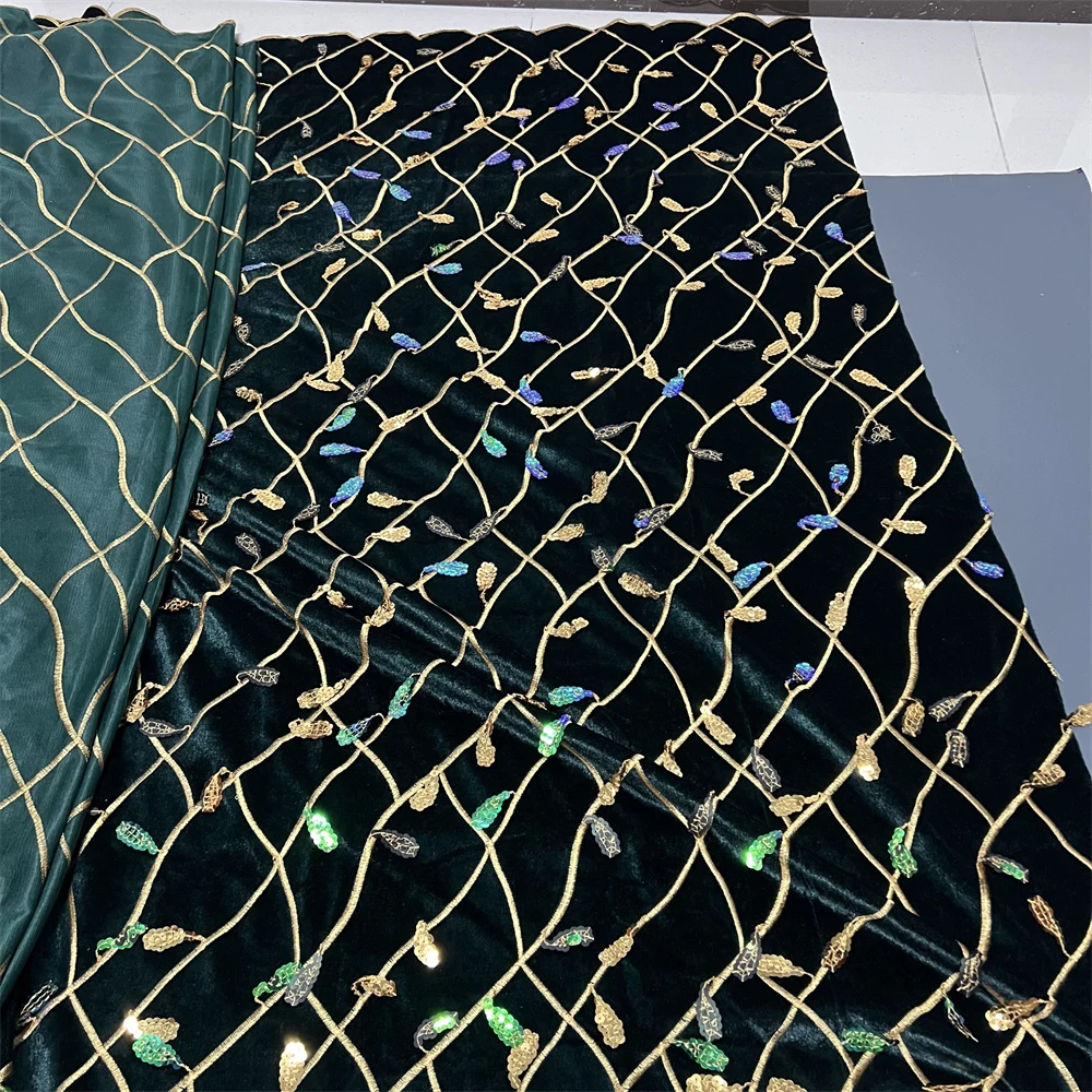 قماش دانتيل مخملي مطرز نيجيري أفريقي، للنساء، فستان زفاف، تول، أقمشة قطنية بالمتر، جودة عالية، 2025,5 ياردة