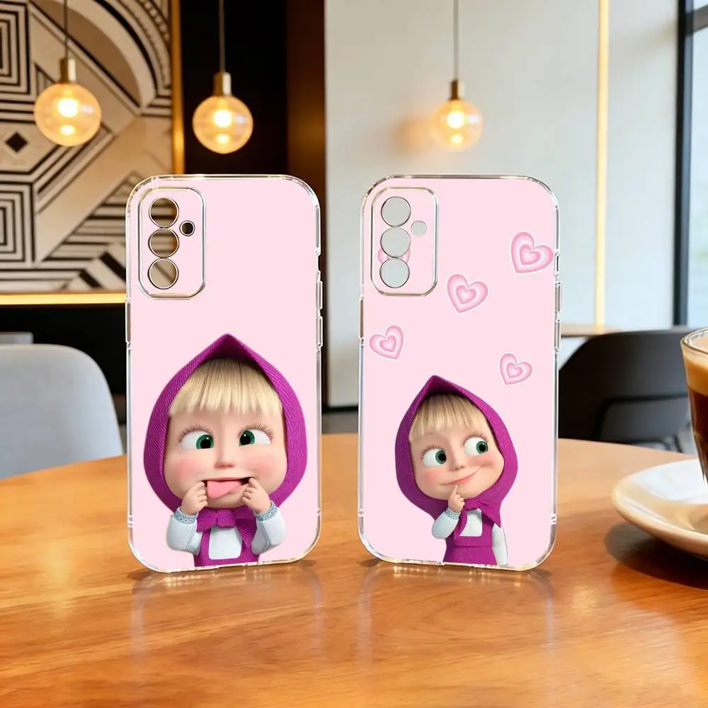 Funny Masha and the bear Phone Case For SamsungA10,12,20,21S,30,31,40,50,51,52,70,71 Transparent Cover