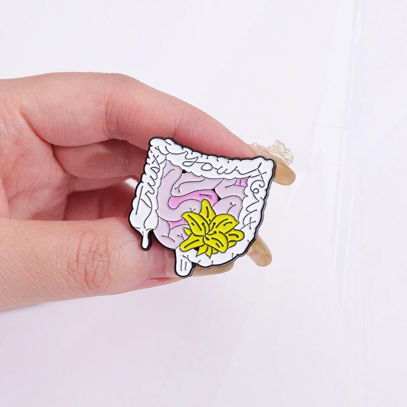 Intestine Nervous System Pin Lapel Badge Medical Jewelry Gift for Friends Floral Organs Enamel  Brooch Custom Rib Cage Heart