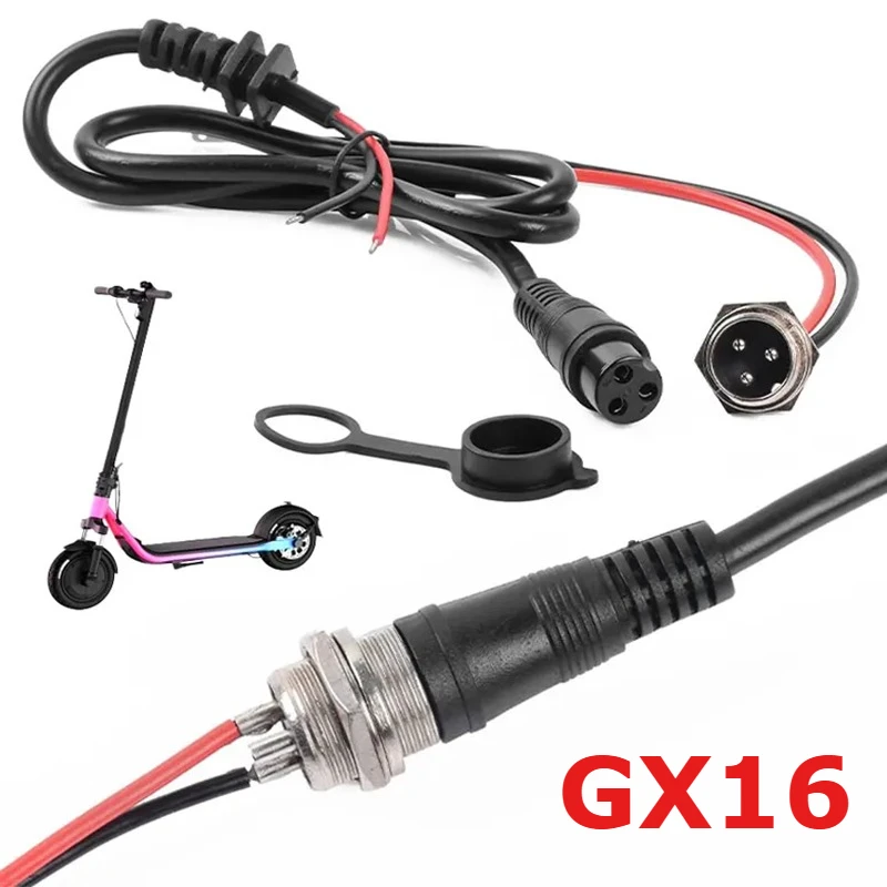 

GX16 3-контактный женский авиационный зарядный порт для литиевой батареи, кабель для электрических скутеров, 3-контактный разъем, выходной кабель для зарядного устройства, адаптер 220 В