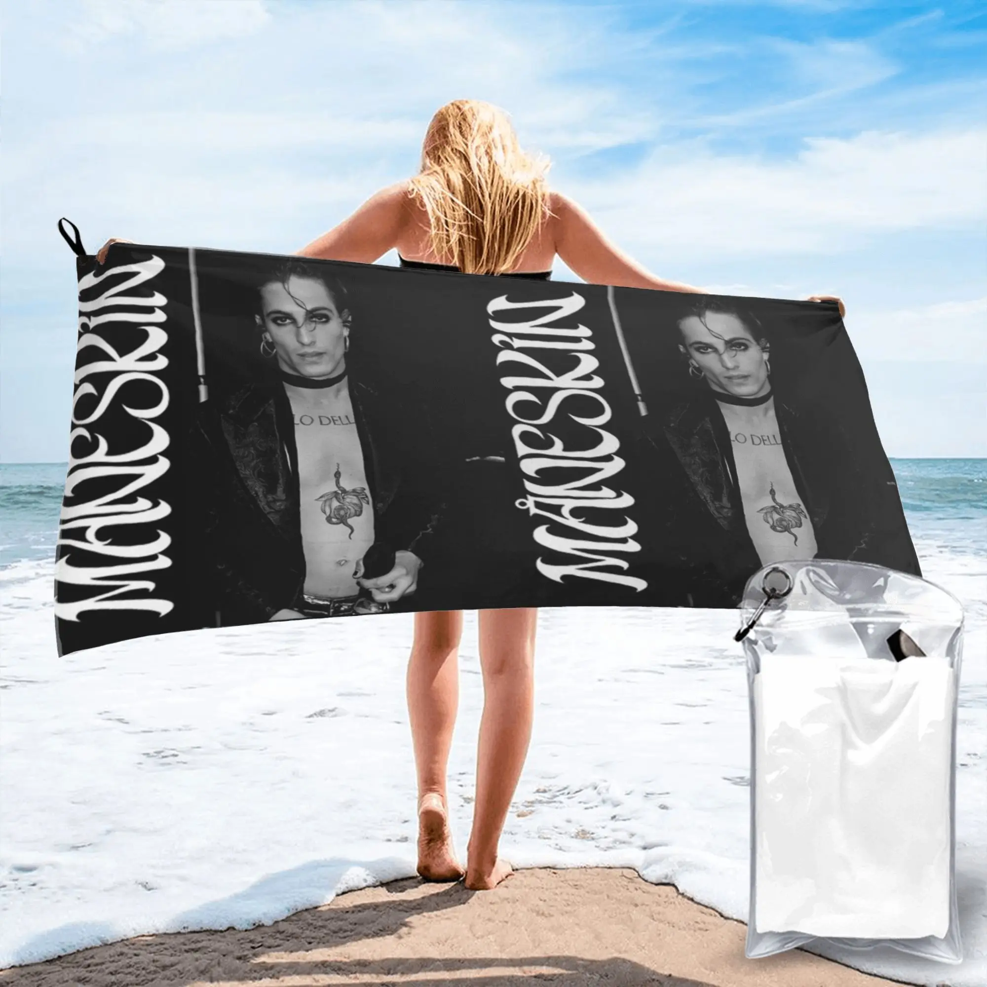 Damiano David Maneskin Beach Towel Soft Microfiber Quick Dry Absorbent Quick Towels For Pool
