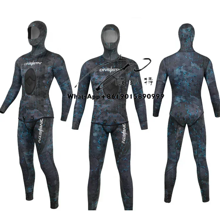 DIVESTAR Desain Baru Disesuaikan 3/5 Mm Neoprene Camo Retensi Panas Cantik Lapisan Titanium Spearfishing Setelan Basah untuk Berburu