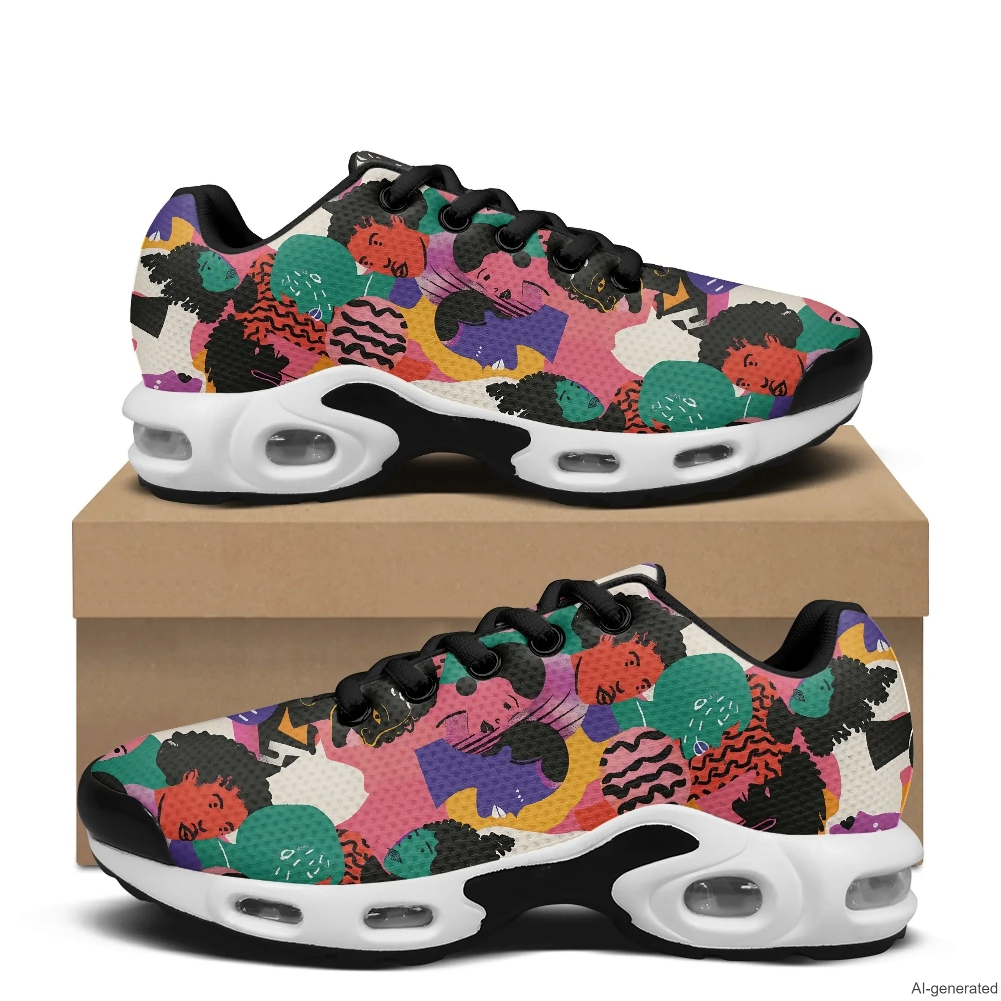 XIXIRIMIDO Air Shoes Artistic Prints Men's Running Shoes Breathable Mesh Fashion Sneaker for Women Lightweight Work Shoes 36-48