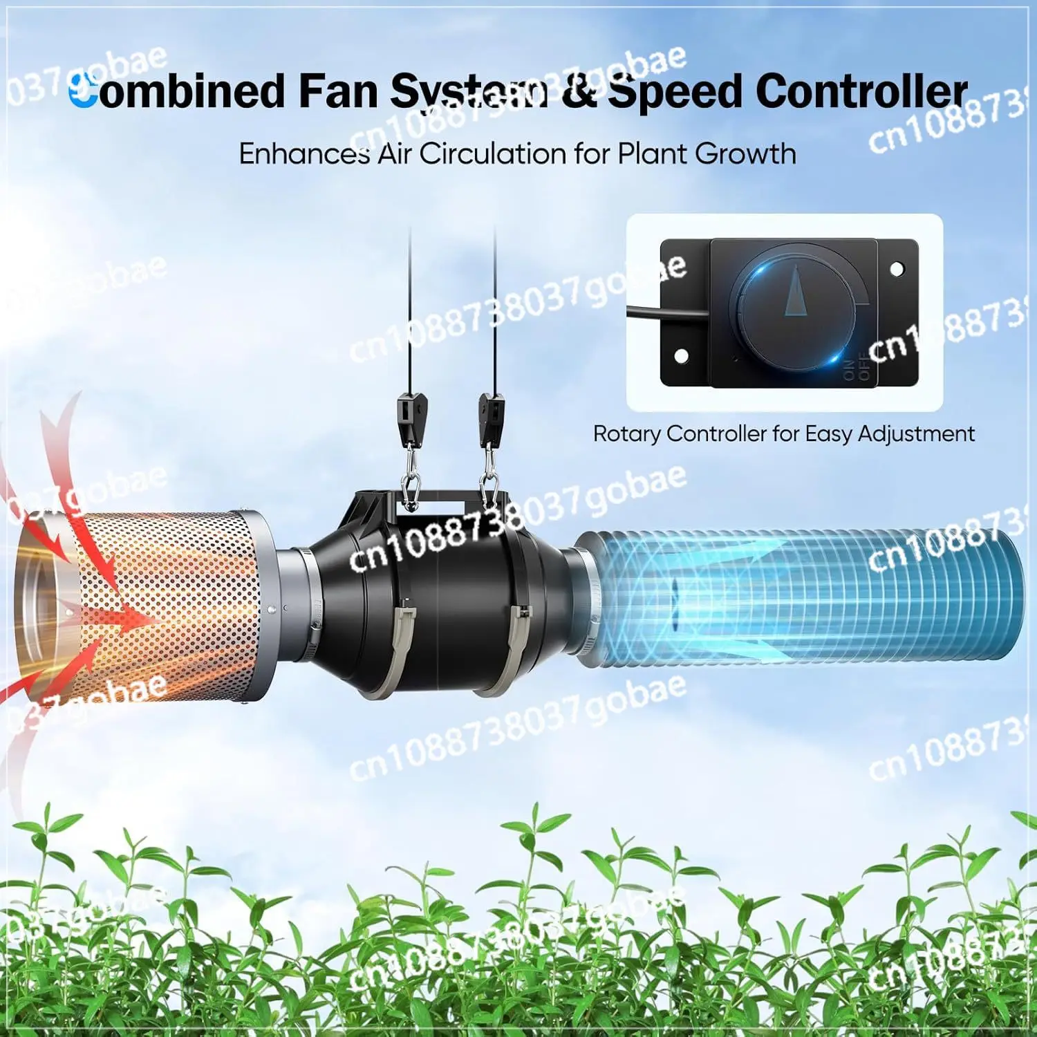 AC100-240V 4/6 inch knob speed control pipe fan carbon can filter sleeve