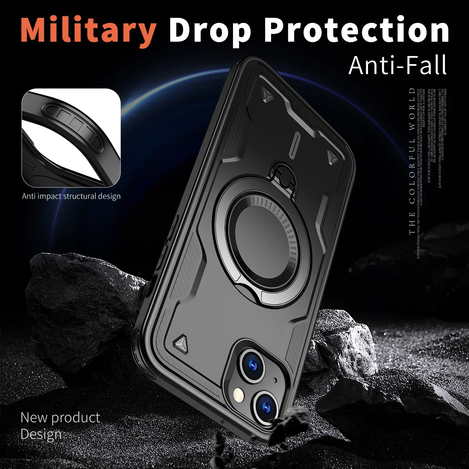 Estuche rígido con anillo de soporte de carga inalámbrica para Iphone 17 Pro Max Iphone17 Air 16 Plus Iphone16 para Magsafe