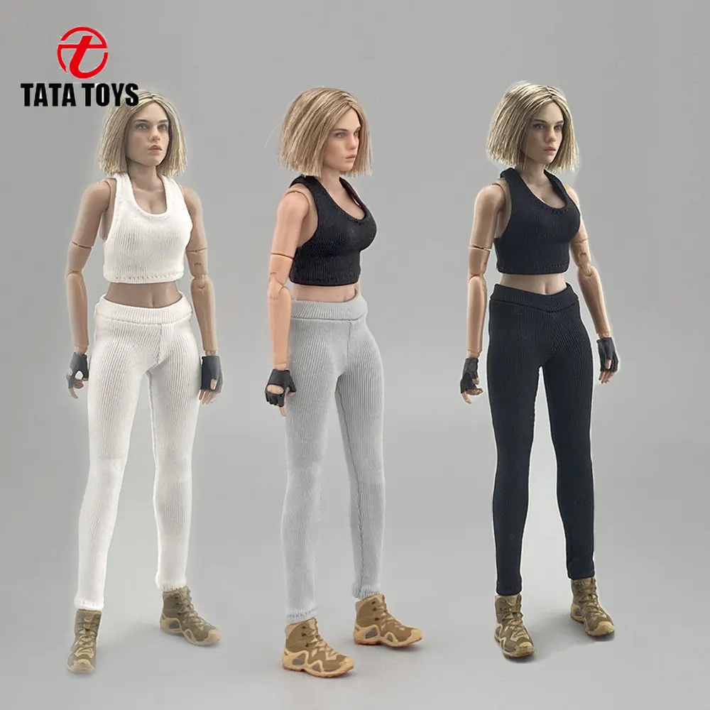 1/12 Scale female dolls clothes tight vest pants fit 12'' action figure body model