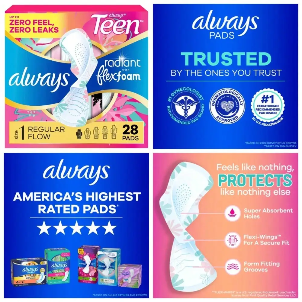 Radiant Teen FlexFoam Menstrual Pads with Wings