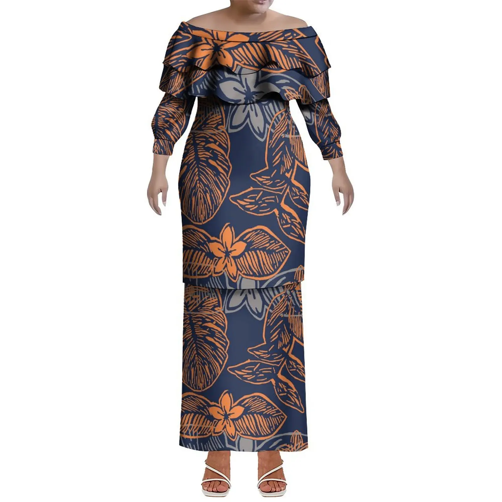 Custom-Made Puletasi Slim-Fitting Dress For Polynesian Tribal Women Featuring Samoan Artistic Prints