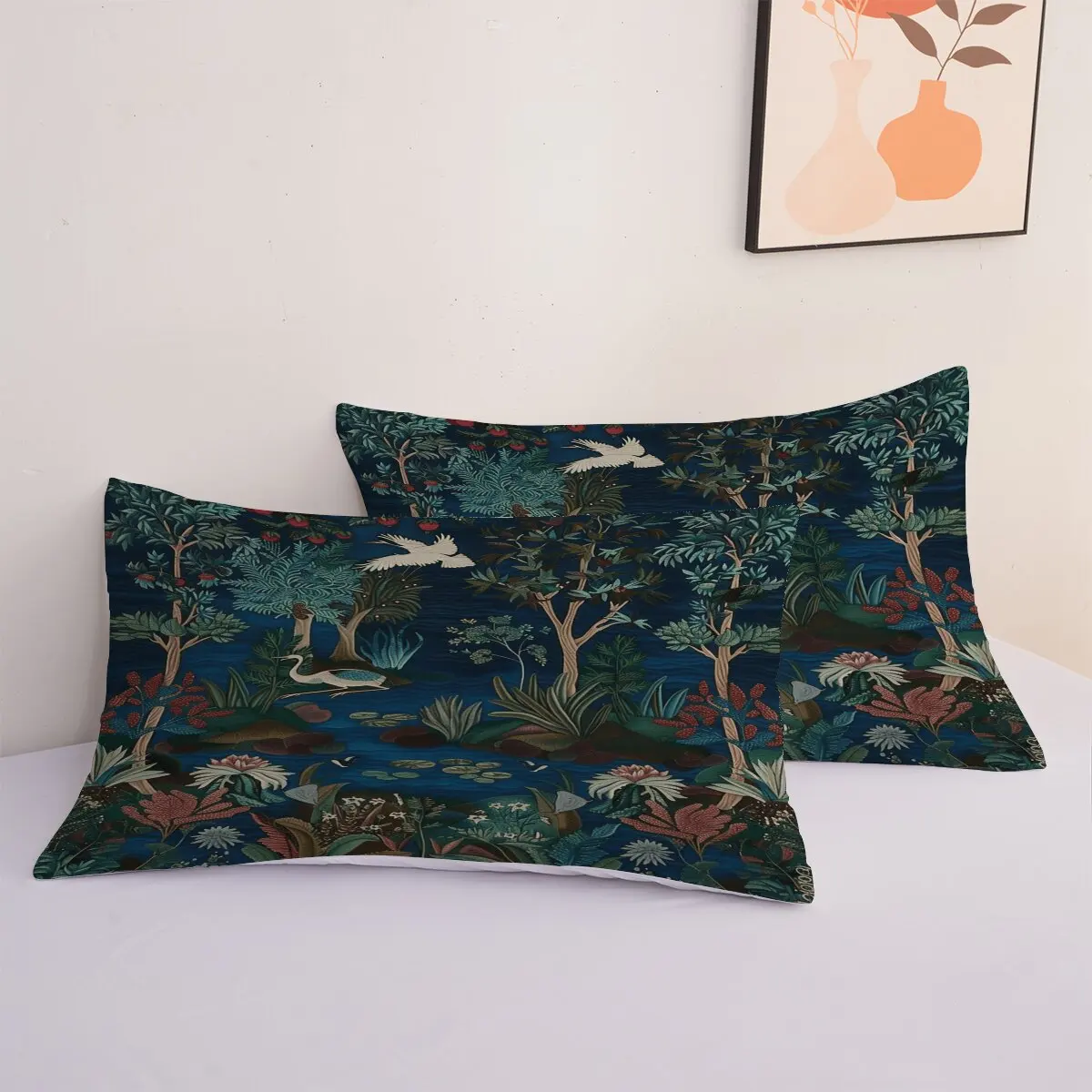 Egrets fly  duvet cover   lotus pond  Printed duvet cover 3-piece set with 2 pillowcases