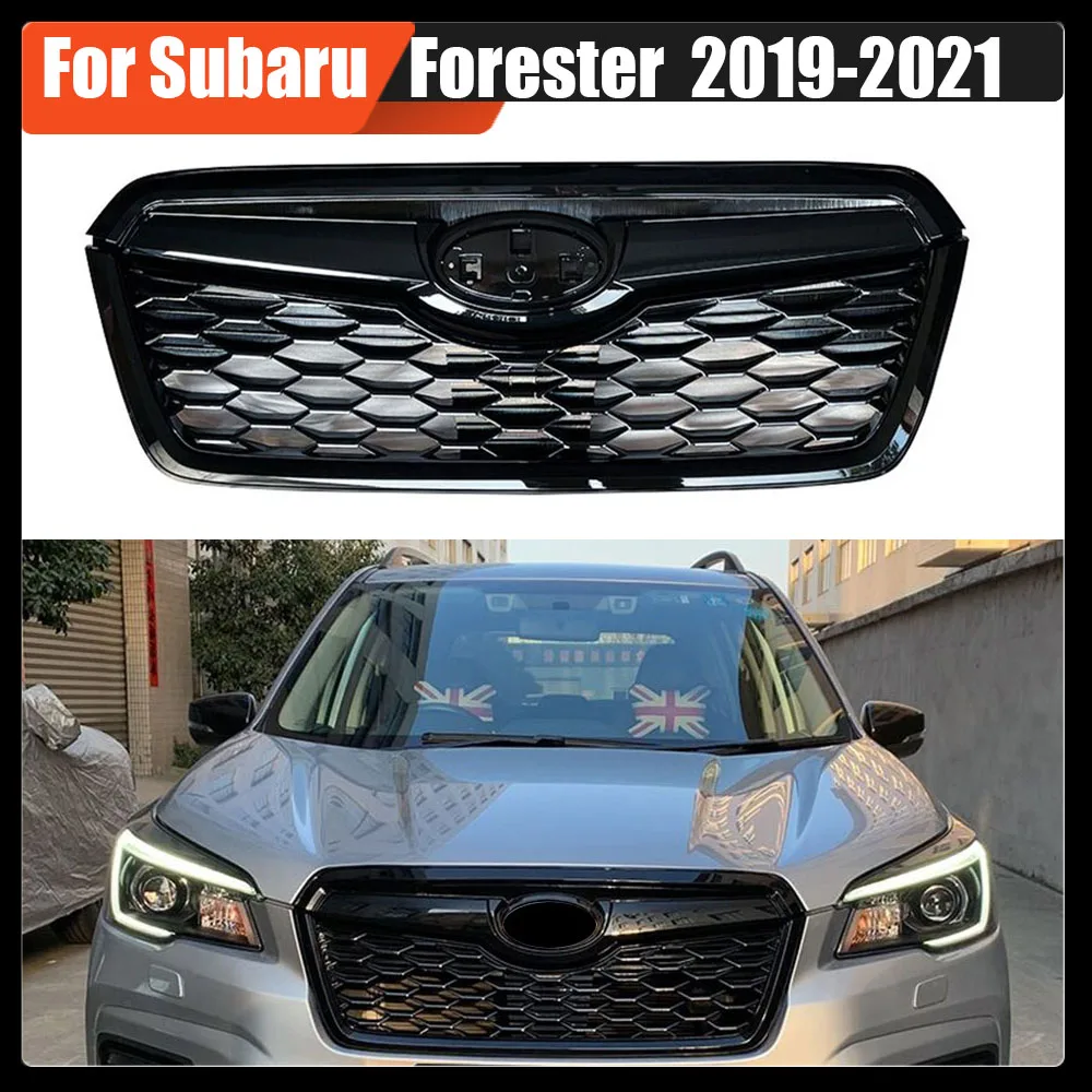 

For Subaru Forester 2019-2021 Abs Sport X-Break Style Front Grill Mesh Kit Upper-Lower GLoss Black Upper Bumper Grille Grills
