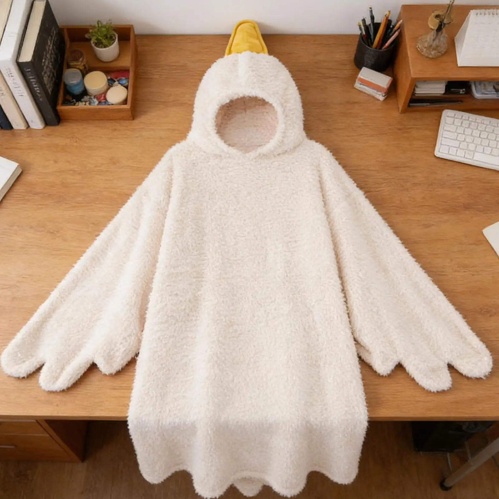 Cartoon Big Goose Robe Nightgown Large Wearable Goose Down Blanket Hooded Onesie Suitable for Adults and Children Shoes Included image 4