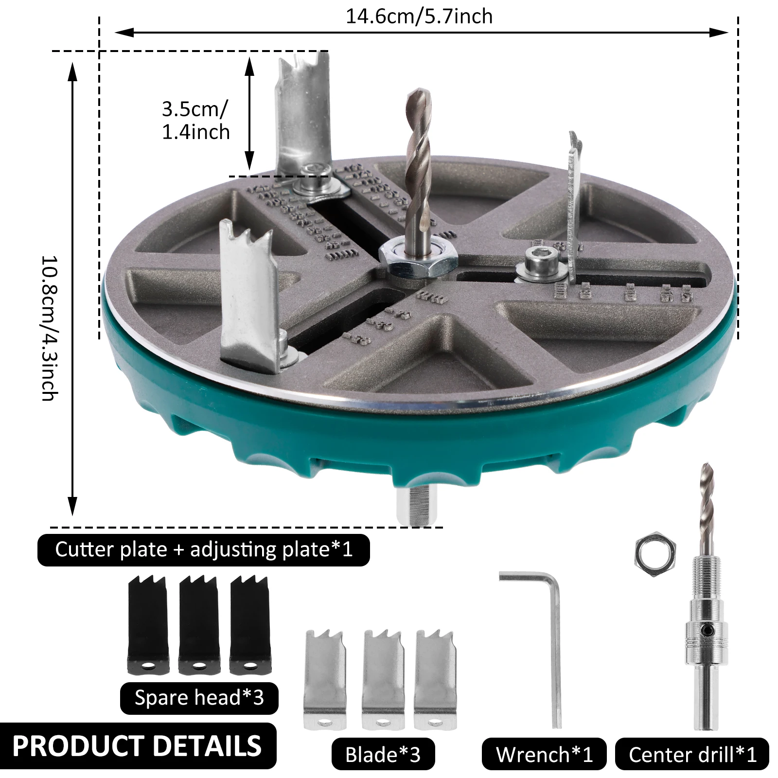 Adjustable Round Hole Saw Tool Punching Saw Diameter 45-130mm Woodworking Cutting Tools Hole Opener Hole Drilling Saw 3 blades