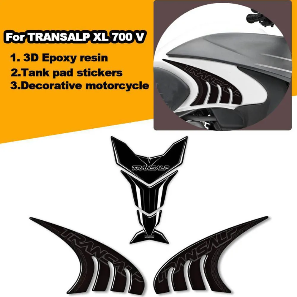 For Honda TRANSALP XL 700 V XL700V XL700 Tank pad Motorcycle Fuel Tank stickers protection decals emblem kit