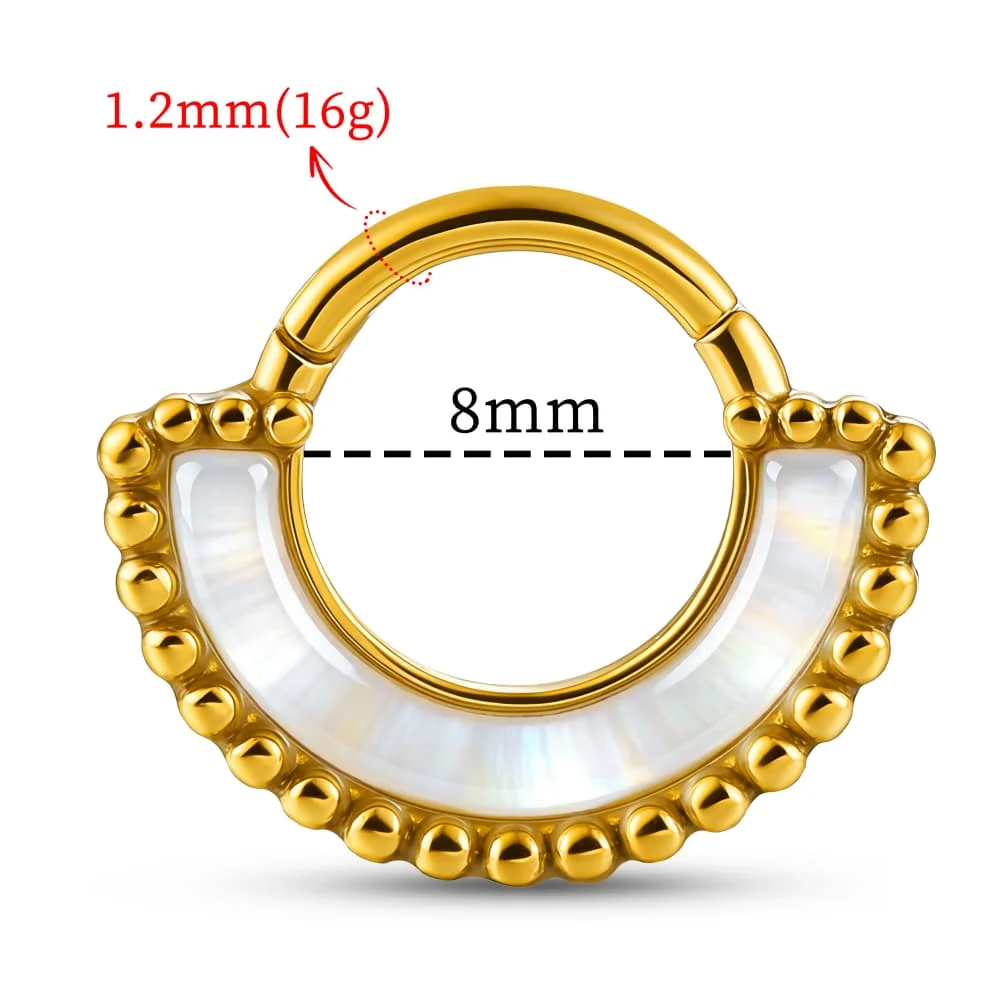 Casvort 1 Stück Edelstahl Nasenring 16G 8mm Klappbarer Segment-Clicker Hoop mit Perlenrand Septum Piercing Körperschmuck – Detail 8