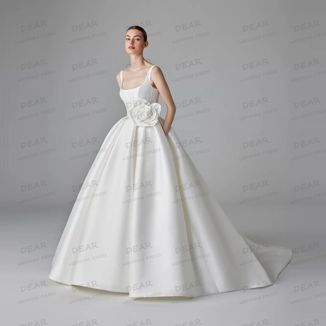 

Простые свадебные платья: сексуальные женские платья А-силуэта с цветами, без рукавов, из атласа, с открытой спиной, для торжественных мероприятий, на заказ