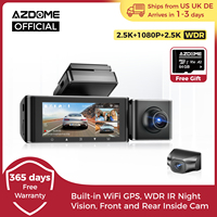 AZDOME Dash Cam 2.5K+ 1080P+ 2.5K Front Inside Rear 3CH Dash Cam Car Camera with GPS WiFi 3.19 Inch IPS Screen Night Vision 170°