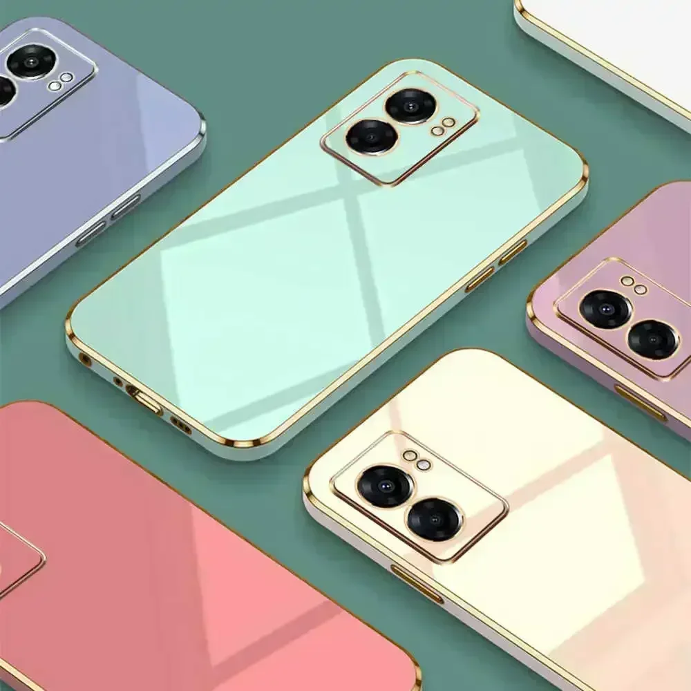 Luxury Simple Square Plating Silicone Phone Case for Oppo A98 A94 A57 A78 A38 A59 A39 A15 5G Protection Soft Cover Coque