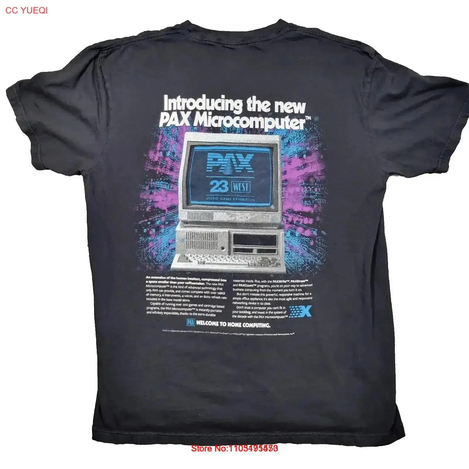 

Pax West 2023 Microcomputer Gaming Convention Front Pocket T shirt Size L vintage Washed Casual streetwear Comfortable homme
