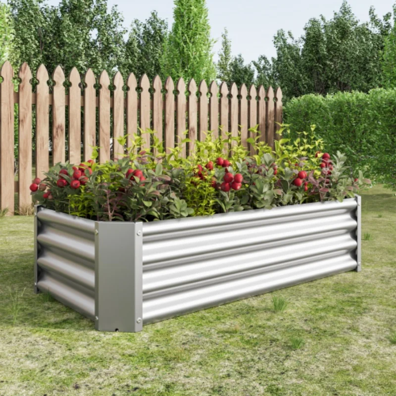 Garden metal elevated bed kit 4×2×1ft , suitable for flower pots, vegetables, and herbaceous plants, garden pot planter